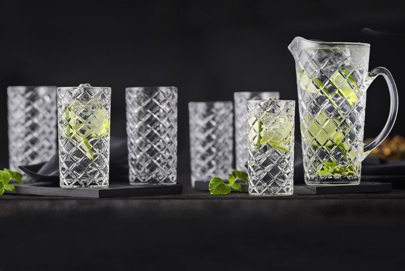 Lyngby glas Diamond 6 glas og kande
