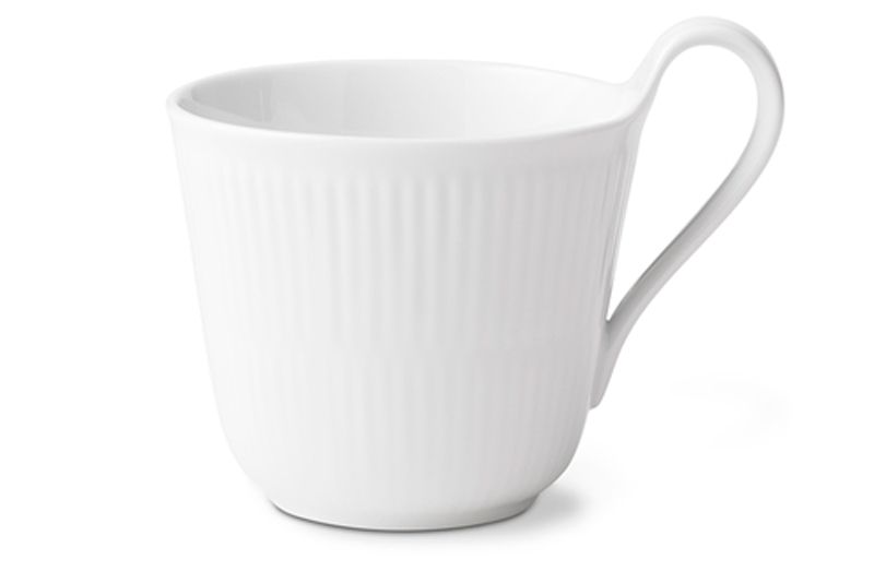 Royal Copenhagen hvid riflet højhankskop 25cl