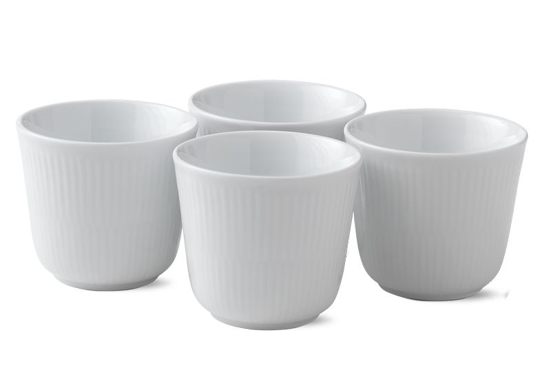 Royal Copenhagen hvid riflet termokop 26cl 4 stk