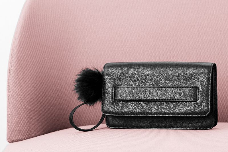 Oh! by KBH Fur Clutch taske sort 23x13x4 cm 