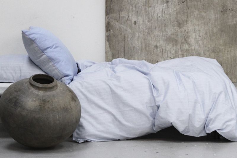 OMHU Økologisk sengetøj - blå - 2 sæt med 4 pudebetræk