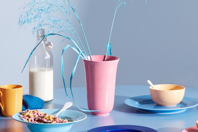 Rhombe Color Vase H20 cm rosa porcelæn 