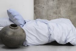 OMHU Økologisk sengetøj - blå - 2 sæt med 4 pudebetræk