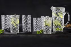 Lyngby glas Diamond 6 glas og kande