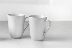 Royal Copenhagen hvid riflet krus 33cl 2 stk