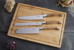 Laguiole gaveæske med bambus skærebræt og 3 knive