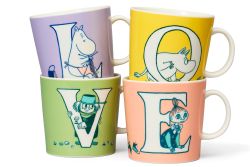 Finurlige LOVE-krus fra Mumi-universet - 4 stk